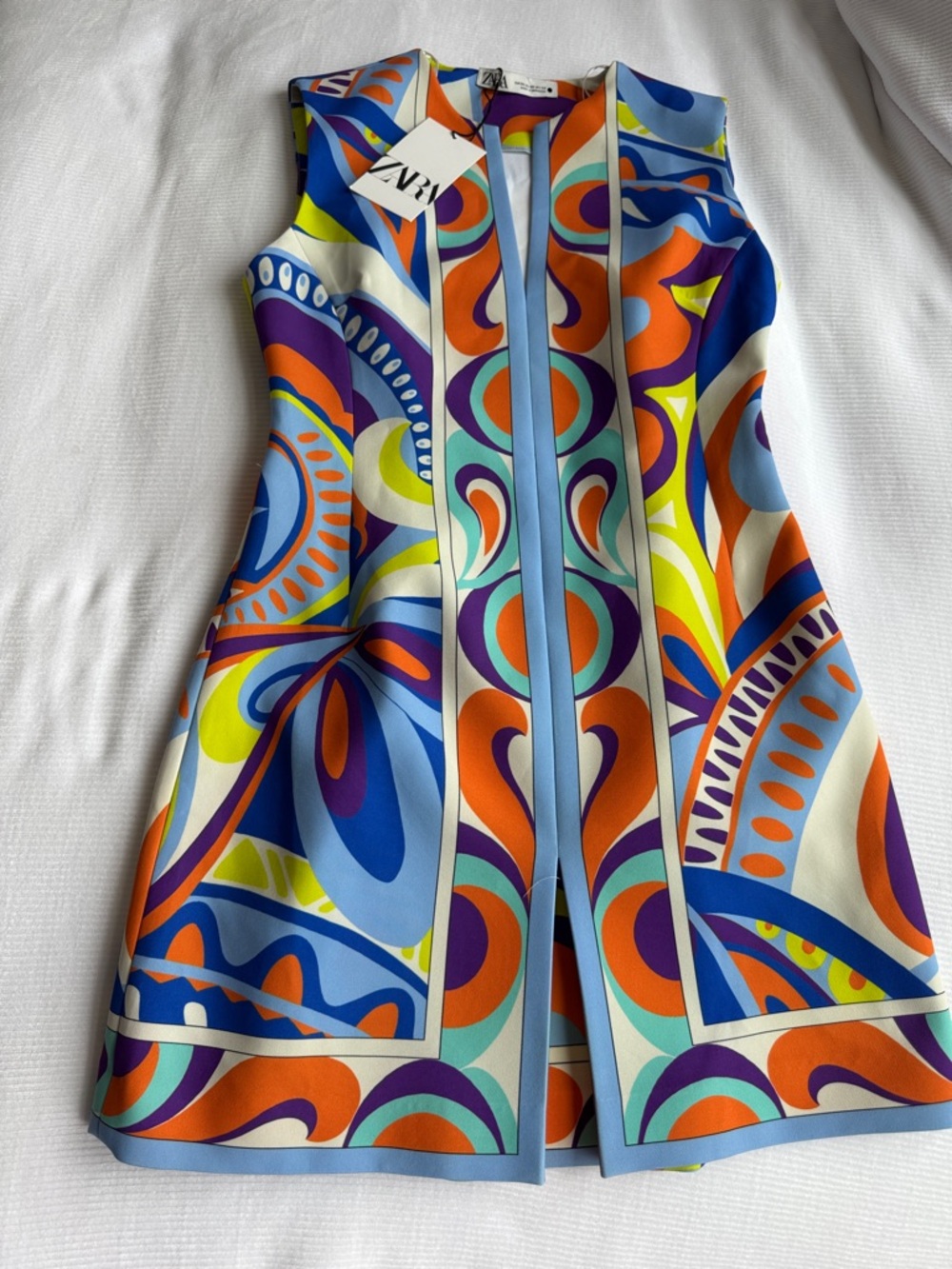 Zara Colorful Psychedelic Panel Mini Dress - Blue, Orange, Purple, Yellow